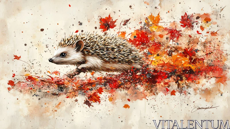 Autumn Hedgehog Art AI Image