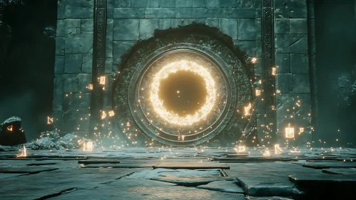 Ancient Stone Portal with Ethereal Light