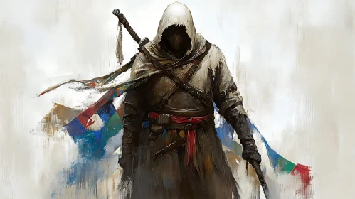 Mysterious Hooded Warrior with Sword