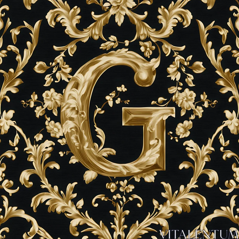 AI ART Elegant Gold Letter G Pattern