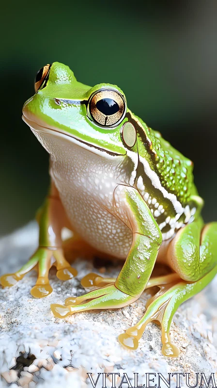 Green Frog Close-Up AI Image