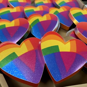 Colorful Hearts with Rainbow Design