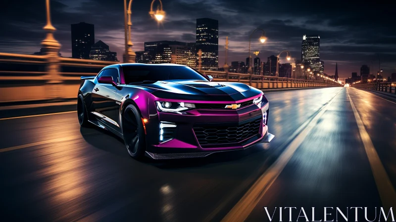 Chevrolet Camaro Night Drive: A Digital Art Exploration AI Image