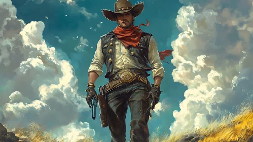 Western Cowboy Portrait with Guns