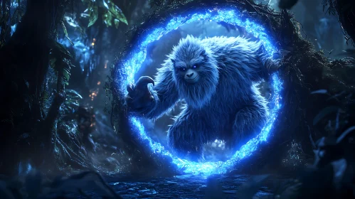 Blue Monster in a Magic Portal