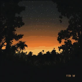 Tranquil Night Scene with Orange Sky