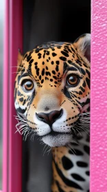 Jaguar in Vibrant Pink Frame