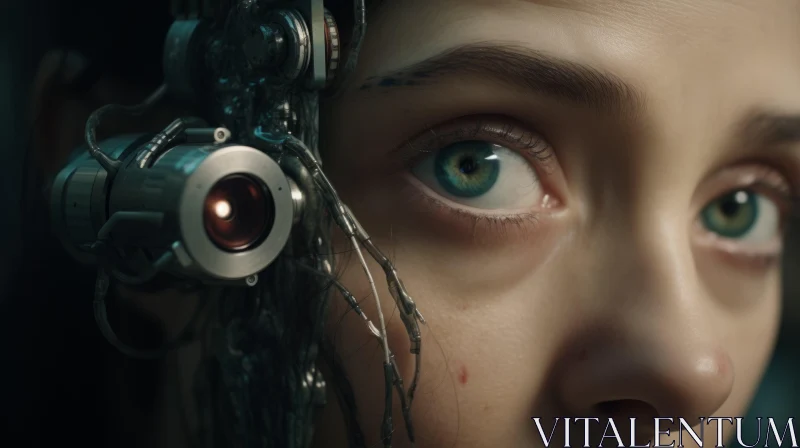 AI ART Enchanted Realism: Cyberpunk Woman with Electronic Eye
