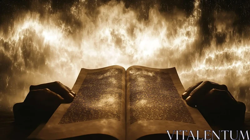 Mystical Book with Ethereal Background AI Image