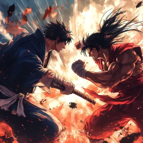 Anime Style Warriors Fight Scene