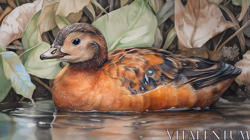 Serene Duck with Vibrant Plumage AI Image