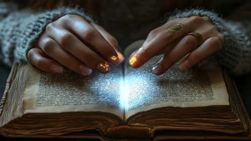 Mystical Book With Glowing Pages