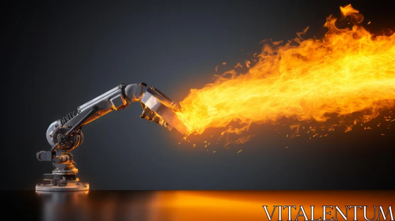 Hyper-Detailed Rendering of Robotic Arm on Fire | Industrial Precision AI Image