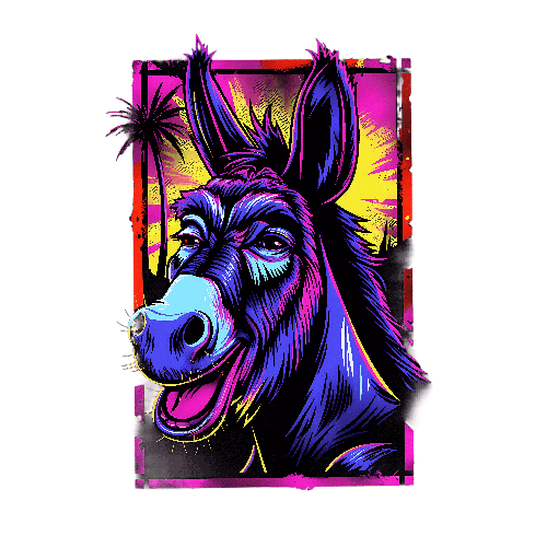 Joyful Donkey Digital Illustration - Colorful Animal Art