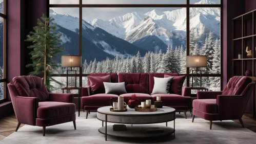 Luxurious Mountain Living Room in Photorealistic Rendering