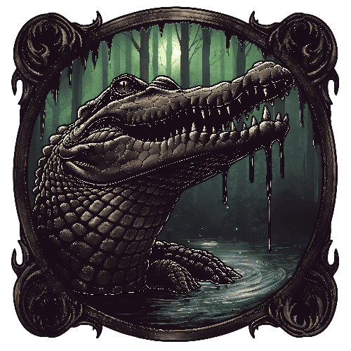 Nocturnal Swamp: Alligator Under the Yellow Moon POD Design