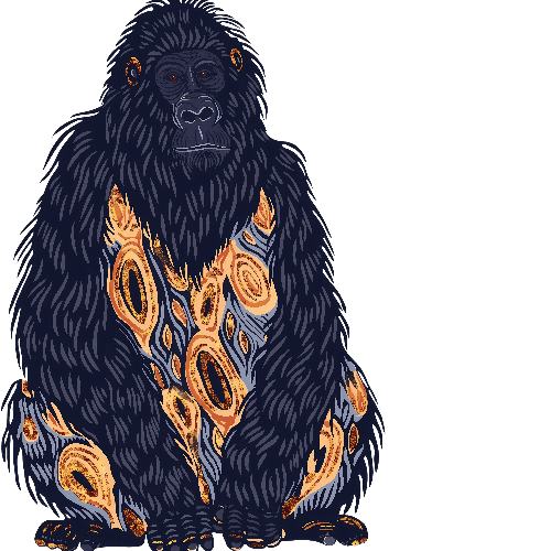 Unique Gorilla T-Shirt Design with Tribal Gold Markings