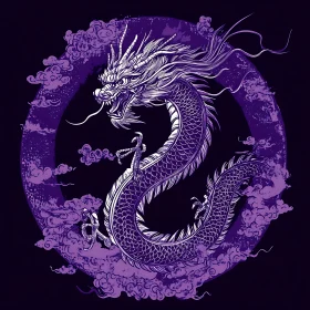 Stylized Dragon with Cloud Circle