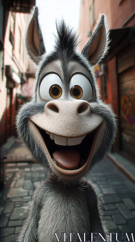 Animated Donkey Character Smiling AI Image