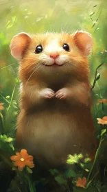 Adorable Hamster with Blossoms