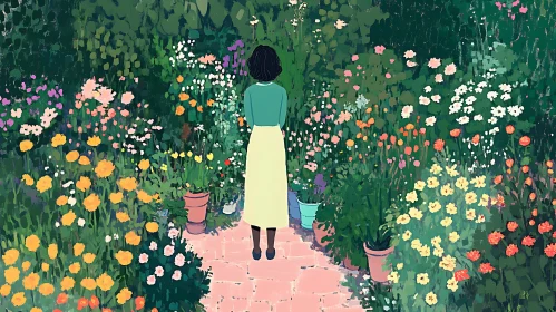 Woman in a Vibrant Garden