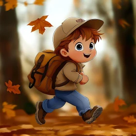 Child's Autumn Day Cartoon