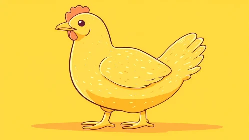 Cheerful Yellow Chicken Art
