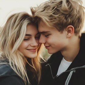 Close-Up Portrait of a Tender Young Couple