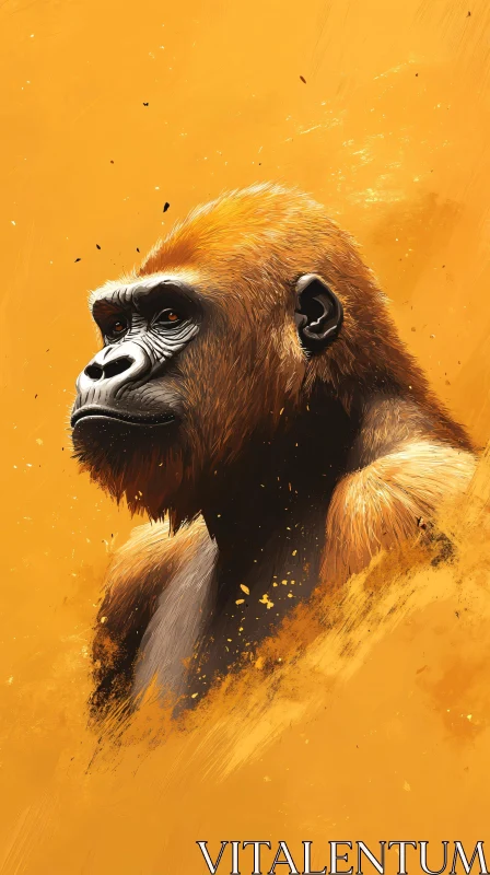 Artistic Gorilla Portrait AI Image