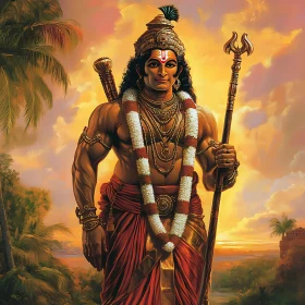 God with Staff and Garland Illustration