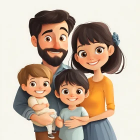 Cartoon Family Happiness: A Heartwarming Portrait