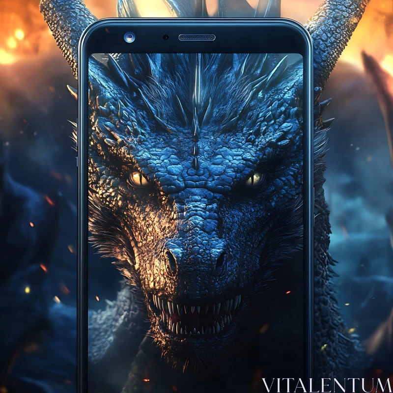 AI ART Dragon on Phone Screen