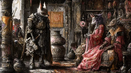 Anthropomorphic Fox Characters in Royal Court