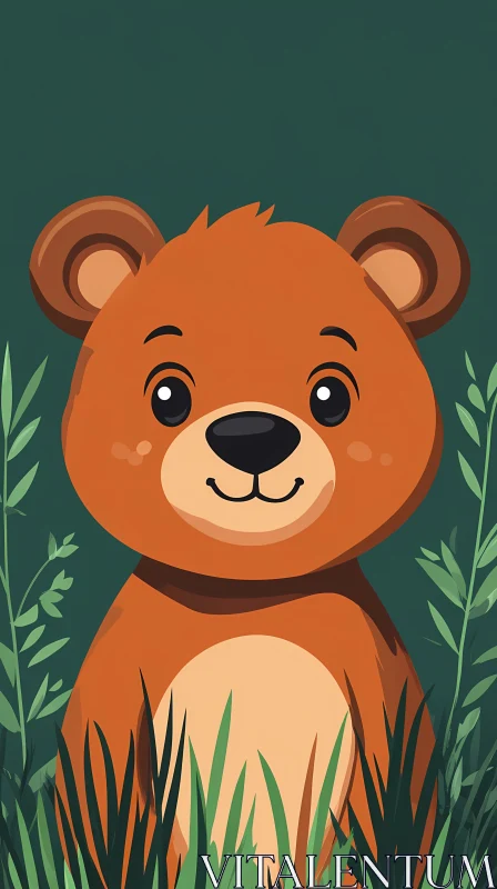 Charming Cartoon Forest Bear AI Image