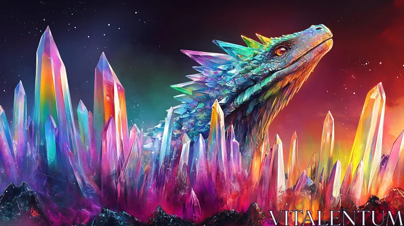 AI ART Rainbow Dragon in Crystal Land