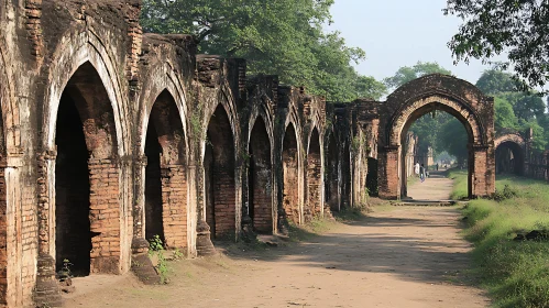 Aged Brick Arches in Historical Setting