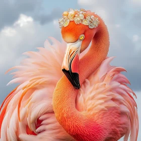 Pink Flamingo Adorned with Flowers