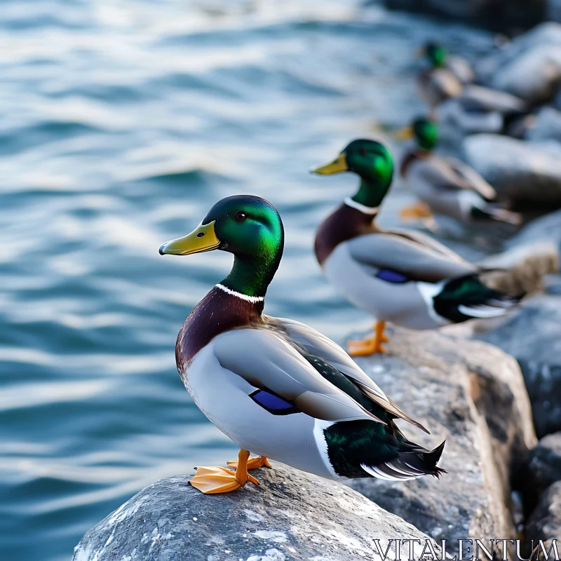 Mallards by the Water's Edge AI Image