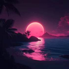 Tropical Sunset with Palm Trees