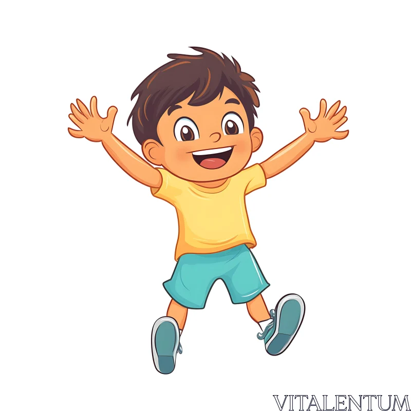 AI ART Happy Young Boy Cartoon