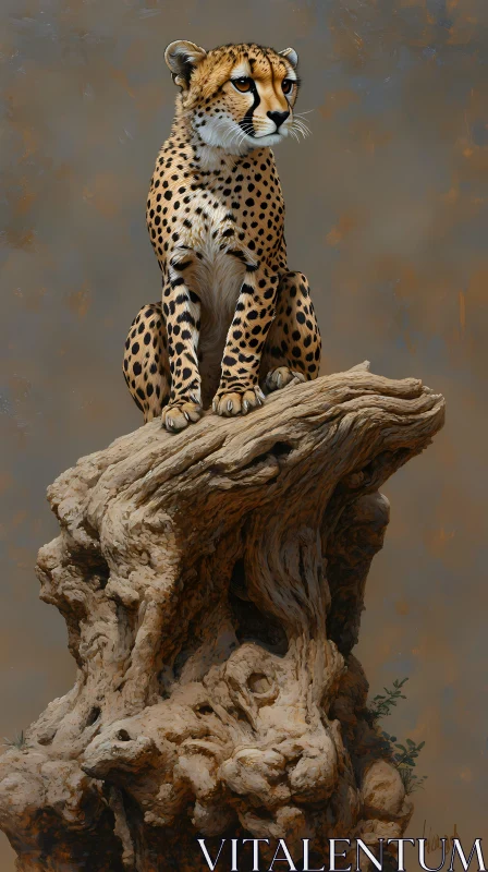 AI ART Majestic Cheetah on Rocky Outcrop