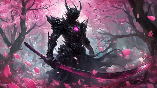 Dark Knight Among Cherry Blossoms