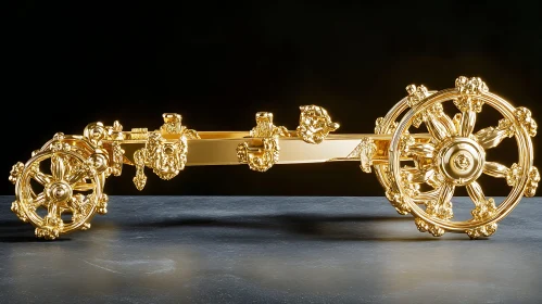 Ornate Golden Chariot Sculpture