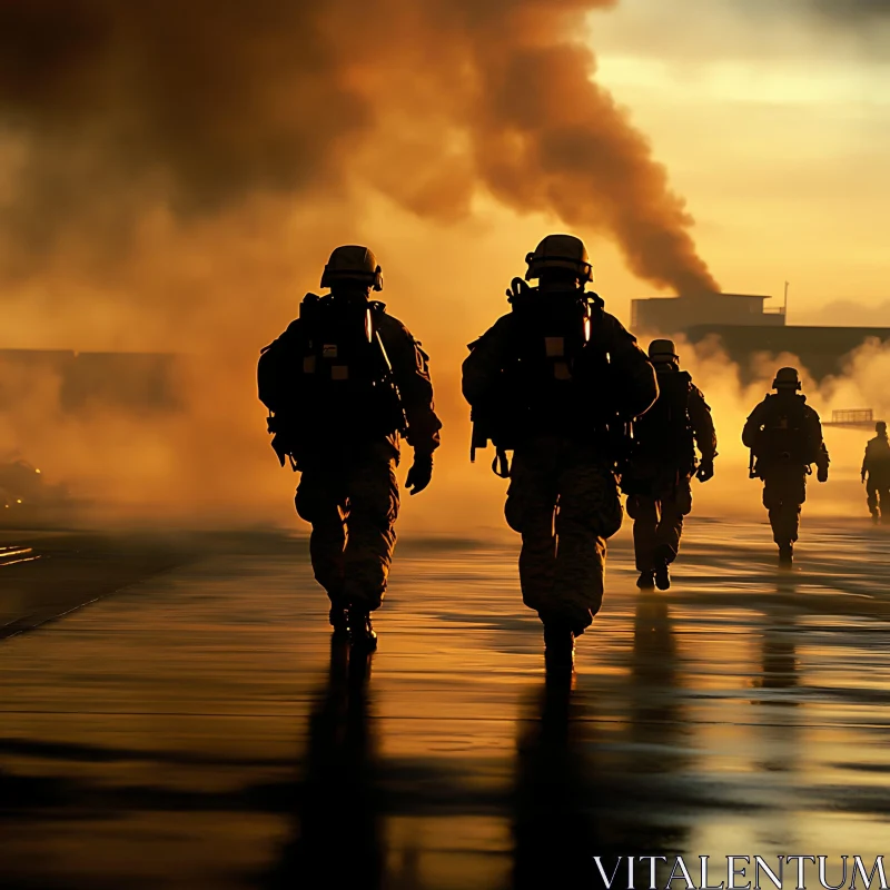 AI ART Military Men in Smoky Sunset