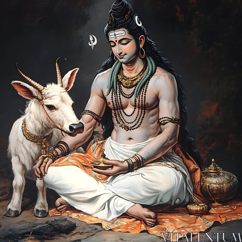 Serene Deity in Contemplation Artwork AI Image