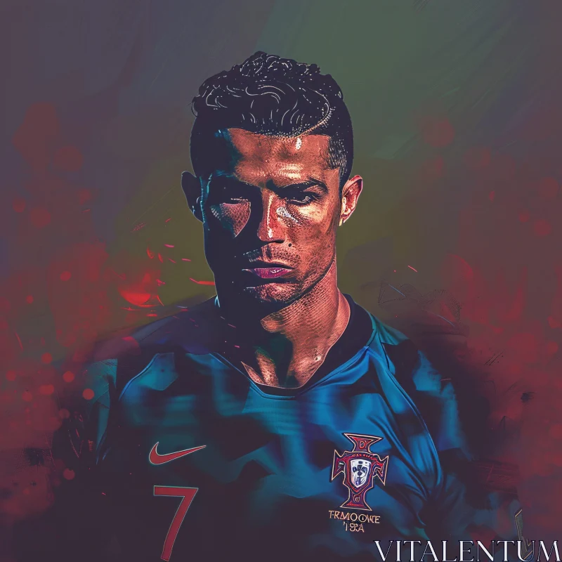 Cristiano Ronaldo Focused Portrait AI Image