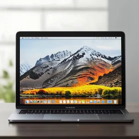 Modern MacBook Pro with Scenic Mountain