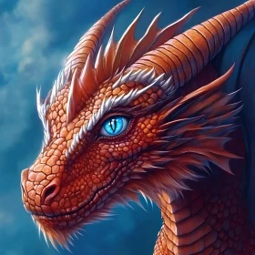 Fantasy Dragon Head with Blue Eyes