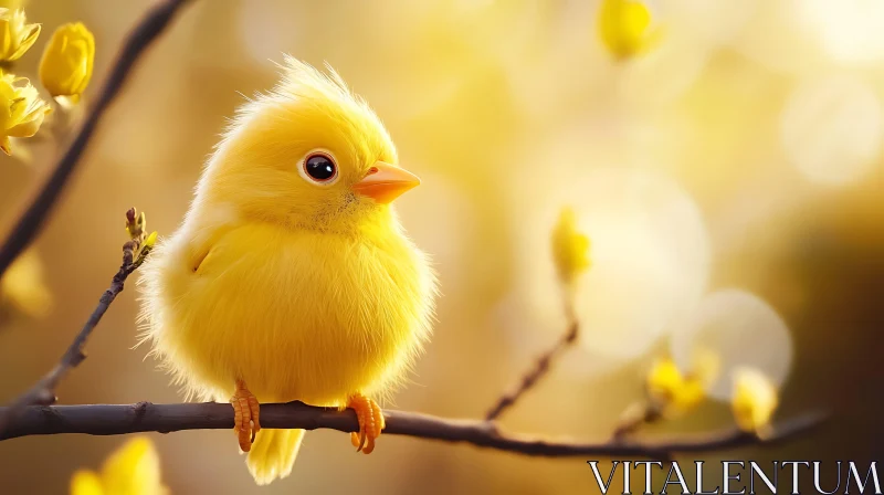 AI ART Tiny Yellow Bird Art Print