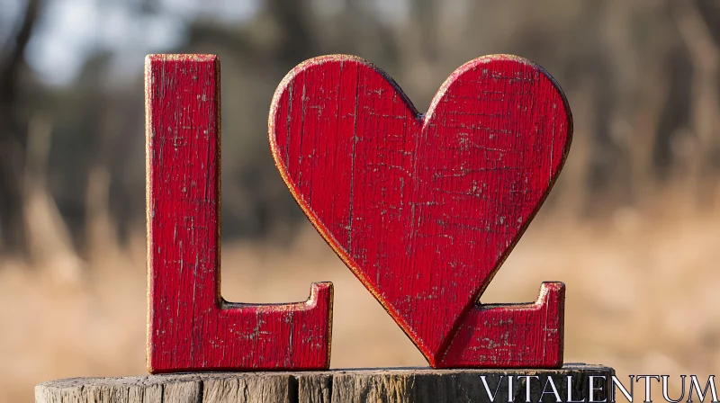 Heartfelt Wooden Love Decoration AI Image